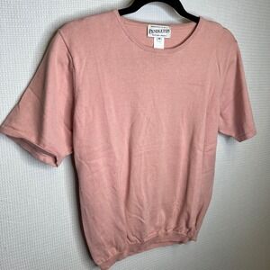 Pendleton Portland Oregon Womens Pink Cotton Knit Short Sleeve‎ Top Medium VTG